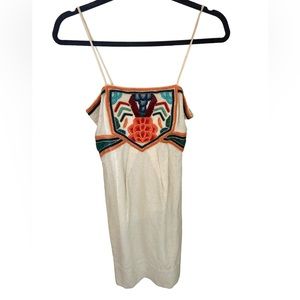 French connection linen dress with embroidered top